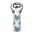 Blossom Blue Butterfly Pattern Print Single Neoprene Wine Tote