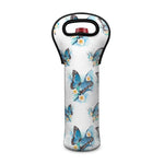 Blossom Blue Butterfly Pattern Print Single Neoprene Wine Tote