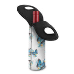 Blossom Blue Butterfly Pattern Print Single Neoprene Wine Tote