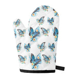 Blossom Blue Butterfly Pattern Print Single Oven Mitt