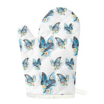 Blossom Blue Butterfly Pattern Print Single Oven Mitt