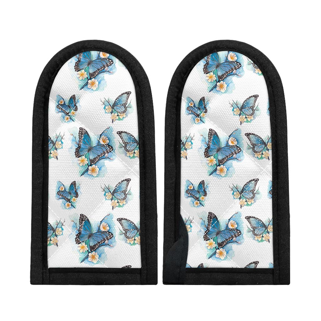 Blossom Blue Butterfly Pattern Print Skillet Handle Cover