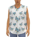 Blossom Blue Butterfly Pattern Print Sleeveless Baseball Jersey