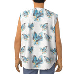 Blossom Blue Butterfly Pattern Print Sleeveless Baseball Jersey