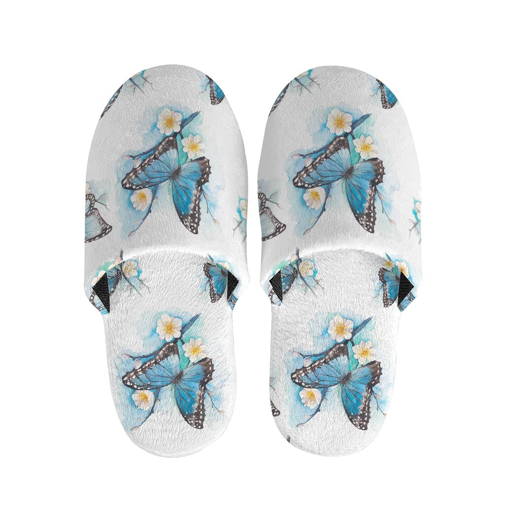 Blossom Blue Butterfly Pattern Print Slippers