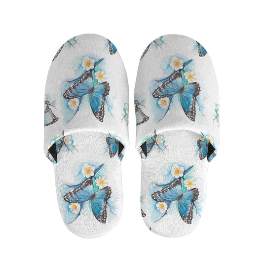 Blossom Blue Butterfly Pattern Print Slippers