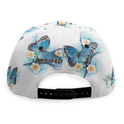 Blossom Blue Butterfly Pattern Print Snapback Cap