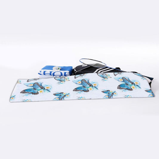 Blossom Blue Butterfly Pattern Print Sports Towel