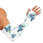 Blossom Blue Butterfly Pattern Print Sun Protection Arm Sleeves