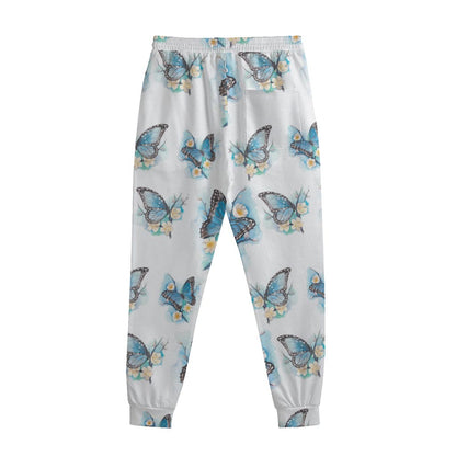 Blossom Blue Butterfly Pattern Print Sweatpants