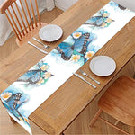 Blossom Blue Butterfly Pattern Print Table Runner