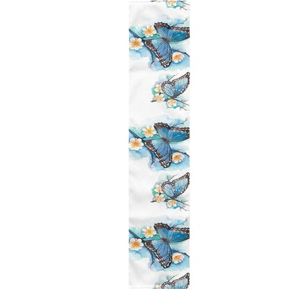Blossom Blue Butterfly Pattern Print Table Runner
