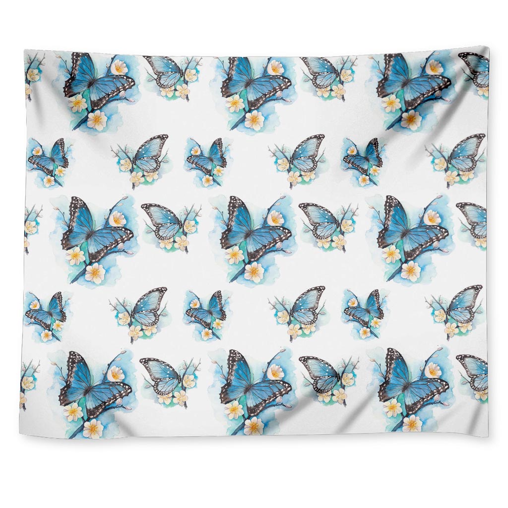 Blossom Blue Butterfly Pattern Print Tapestry
