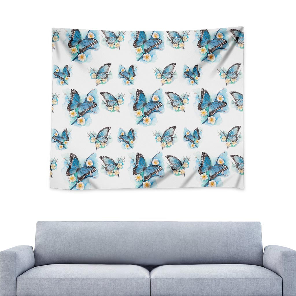 Blossom Blue Butterfly Pattern Print Tapestry