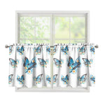 Blossom Blue Butterfly Pattern Print Tier Curtains