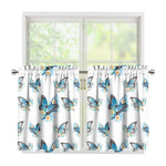 Blossom Blue Butterfly Pattern Print Tier Curtains