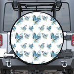 Blossom Blue Butterfly Pattern Print Tire Cover