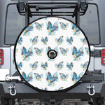 Blossom Blue Butterfly Pattern Print Tire Cover With Camera Hole