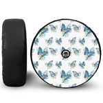 Blossom Blue Butterfly Pattern Print Tire Cover With Camera Hole