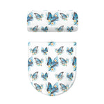 Blossom Blue Butterfly Pattern Print Toilet Lid And Tank Cover Set