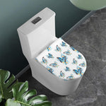 Blossom Blue Butterfly Pattern Print Toilet Lid Cover