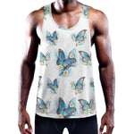 Blossom Blue Butterfly Pattern Print Training Tank Top