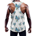 Blossom Blue Butterfly Pattern Print Training Tank Top