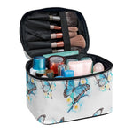 Blossom Blue Butterfly Pattern Print Travel Makeup Bag