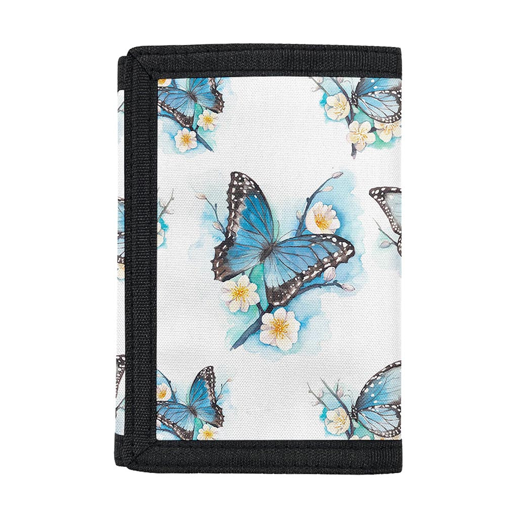 Blossom Blue Butterfly Pattern Print Trifold Wallet