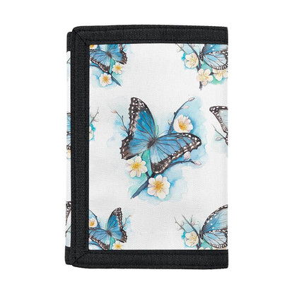 Blossom Blue Butterfly Pattern Print Trifold Wallet