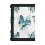 Blossom Blue Butterfly Pattern Print Trifold Wallet