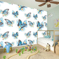 Blossom Blue Butterfly Pattern Print Wall Sticker