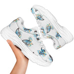 Blossom Blue Butterfly Pattern Print White Chunky Shoes