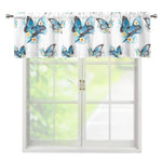 Blossom Blue Butterfly Pattern Print Window Valance