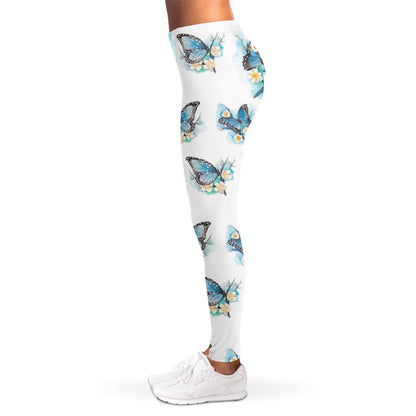 Blossom Blue Butterfly Pattern Print Women's Leggings