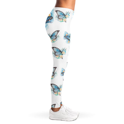 Blossom Blue Butterfly Pattern Print Women's Leggings