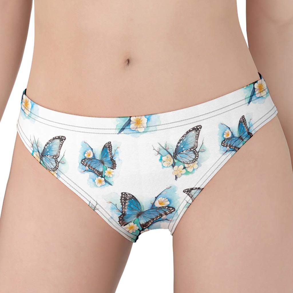 Blossom Blue Butterfly Pattern Print Women's Panties