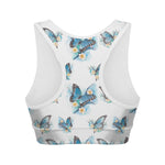 Blossom Blue Butterfly Pattern Print Women's Sports Bra