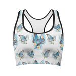 Blossom Blue Butterfly Pattern Print Women's Sports Bra