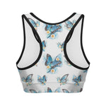 Blossom Blue Butterfly Pattern Print Women's Sports Bra