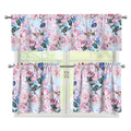 Blossom Floral Flower Pattern Print 3 Piece Kitchen Curtains