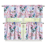Blossom Floral Flower Pattern Print 3 Piece Kitchen Curtains