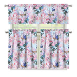 Blossom Floral Flower Pattern Print 3 Piece Kitchen Curtains