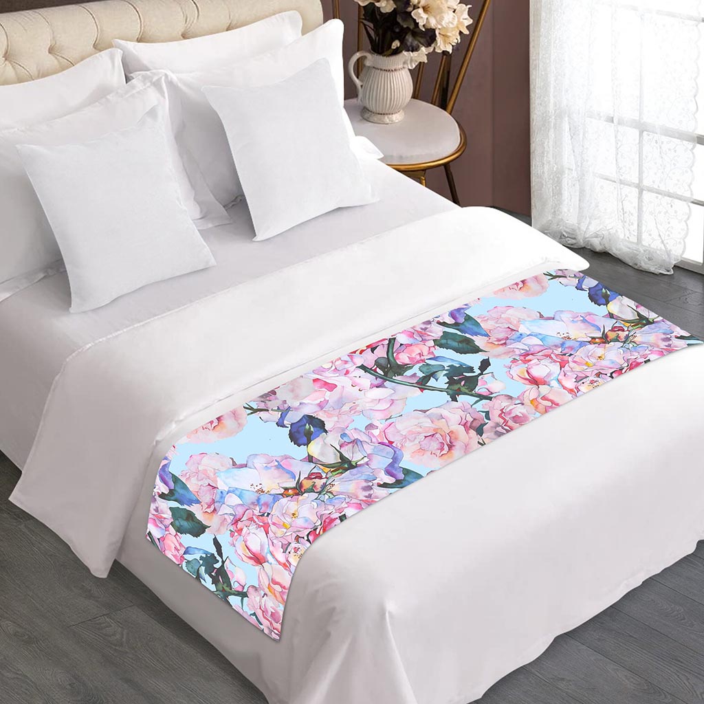 Blossom Floral Flower Pattern Print Bed Runner