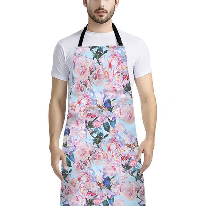 Blossom Floral Flower Pattern Print Bib Apron With Pocket