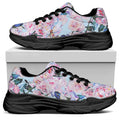 Blossom Floral Flower Pattern Print Black Chunky Shoes