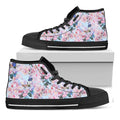 Blossom Floral Flower Pattern Print Black High Top Sneakers
