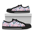 Blossom Floral Flower Pattern Print Black Low Top Sneakers