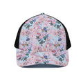 Blossom Floral Flower Pattern Print Black Mesh Trucker Hat