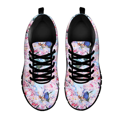 Blossom Floral Flower Pattern Print Black Running Shoes